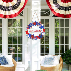 Wooden 4Th of July Decoration Door Wreath for Front Door Sign Star Wall Signs, I