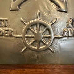 Solid Brass Nautical Plaque Left Right Rudder Mounted On Wood Wall Hanging VTG
