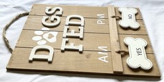 Decorative Dog Meal Scheduler Morning & Afternoon w/ Reversible Yes/No Bone