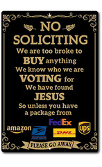 No Soliciting Please Go Away Sign Aluminum Metal 8″x12″ Rustic Retro