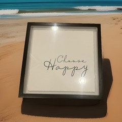 Black Frame Featuring A White Print With A Motivating Phrase “ Choose Happy “