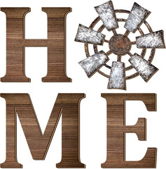 Qunclay 4 Pcs Windmill Wall Decor Wooden Home Letters Decoration Rustic Farmhous