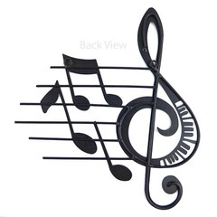 Black Musical Notes Light Metal Wall Decor Music Studio Treble Clef 12 1/4″ Tall