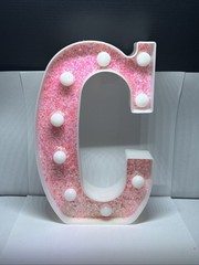Letter Light – Light Up “C” Pink Glitter Letter – Battery Operated 9×5