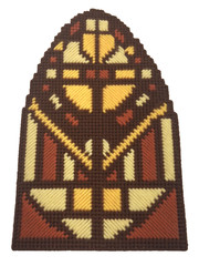 Vintage 1990s Stained Glass Window Needlepoint Plastic Canvas Wall Decor 11 x 7
