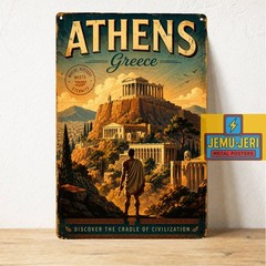 Athens Greece Metal Sign Tin Poster Travel Destination Airbnb Decor 20*30cm