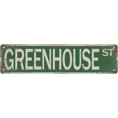 Greenhouse St Green Vintage Metal Sign Gardener Wall Art Hanging Decoration Gift