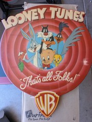 Vtg Looney Tunes Wall Art 90s Plaque That’s All Folks Bugs Bunny & Cast Man Cave