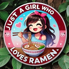 2D Flat, 8×8 Inch Ramen Lover’s Tin Metal Signs – Round Aluminum Wall Art with “