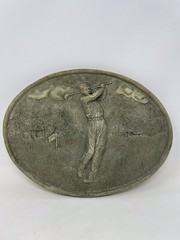 Golfer Golf Tee Clubs Wall Plaque 3-D Relief Giftcraft Heavy Wall Hanging 9×12