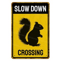 MUYIASER Metal Sign Squirrel Slow Down Crossing Sign Aluminum Metal Tin Signs…