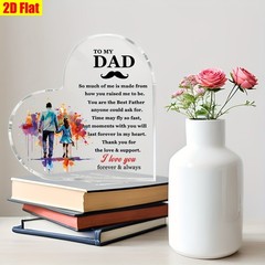 Heart Acrylic Plaque Watercolor Splash Father Daughter Walk Mustache Dad Gift