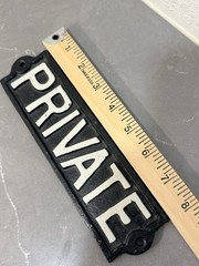 “PRIVATE” Door Sign Cast Iron Plaque Wall Gate Sign Rustic Vintage Black