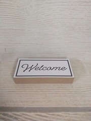 New! “Welcome” Wood Block Sign Table Decor Tier Tray Farmhouse Gray Office