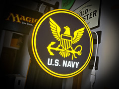 U.S. Navy LED Lightbox Sign 3D Printed Round Wall Mount Man Cave Garage Decor