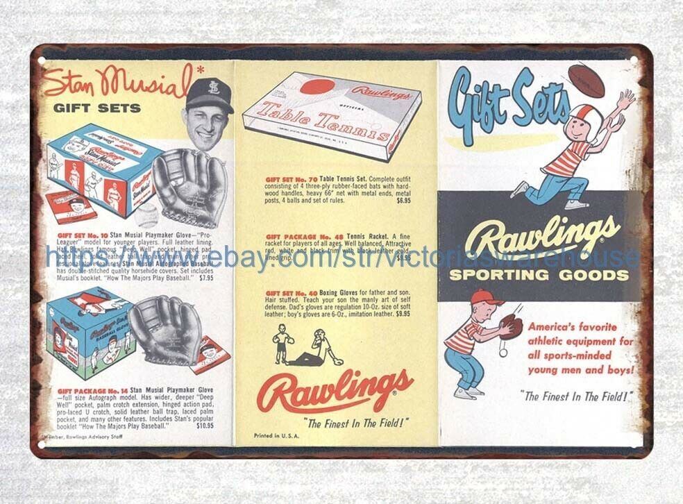 1950s Advertising Pamphlet sporting goods Rawlings baseball glove Stan Musial
