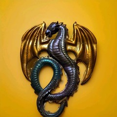 3D Effect Dragon Wall Plaque Resin Fantasy Decor Purple Blue Gold Wings