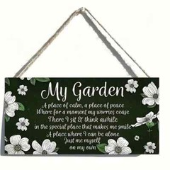 My Garden Sign – 4×8 Inch Wooden Sign – New – Includes Hanging Cord