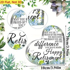 Heart-Shaped Acrylic Retirement Plaque Sign Green Leaf Design Desktop Decoration