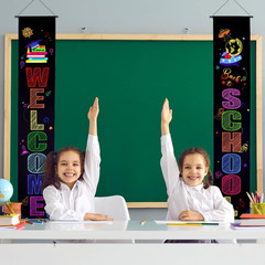 Back to School Door Banner – 2Pcs Colorful First Day of School Porch Sign Banner