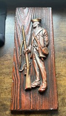 War Army Soldier Standing With Long Rifle Ceramic Plaque Wall Art One of a Kind