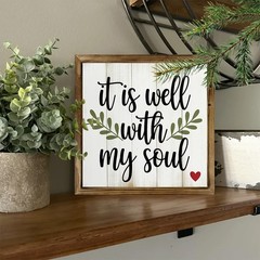 It Is Well With My Soul Hymn Wood Plaque Framed Christian Wall Decor for Home