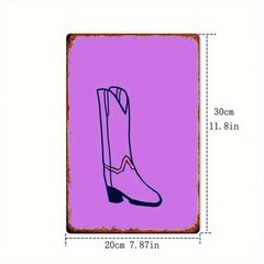 Retro Cowboy Boot Metal Sign Purple Western Wall Decor Vintage Boot Ranch Home