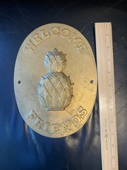 Brass Welcome Friends Plaque Wall Mount