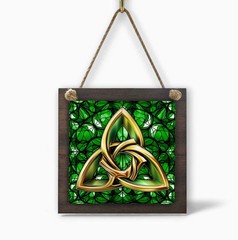 Celtic Trinity Knot Window Sign 4.8 in Small Irish Wood Ornament