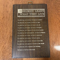 Vintage Children Learn What They Live Plaque 6×9 Art Wood Warner Press USA