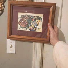 Vtg Framed Gardening Cottage Print Laurie Korsgaden, Farmhouse Country Folk Art