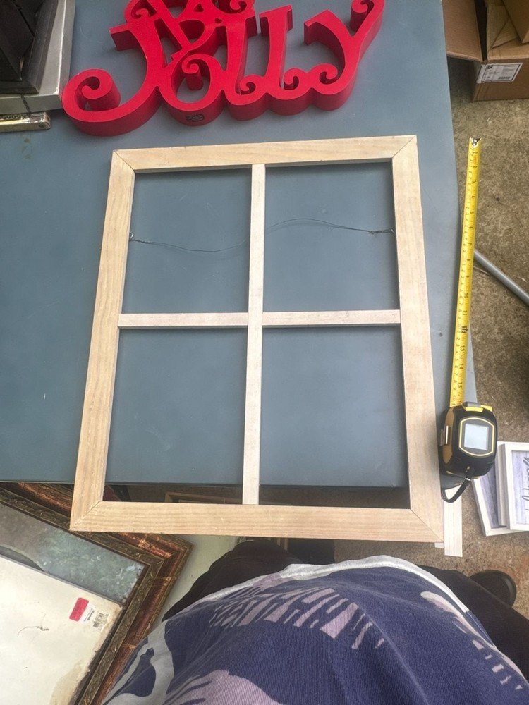 Rustic Light Wood 4-Pane Window Frame Wall Decor, 12×16