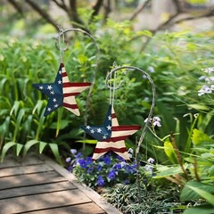 Metal American Flag Barn Star Wall Decor Patriotic Hanging Red White Blue 6/set