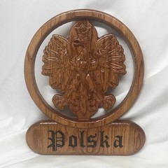 Eagle with decorative border Customizable Natural Wooden and name plaque Gift