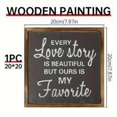 Chalkboard Style Romantic Wooden Plaque Love Story Quote Desk Decoration Gift