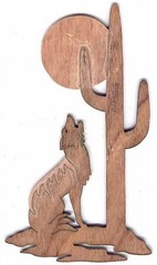 COPPERCUTTS Coyote Saguaro Moon Plaque 6″ x 10″ Rustic SouthWest Copper & Wood