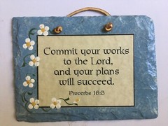 Hand Painted Stone Slate Scripture Proverbs 16:3 Plain Jane Sign Wall Decor