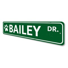 Pet Name Street Sign, Personalized Paw Print Metal Wall Decor – Aluminum