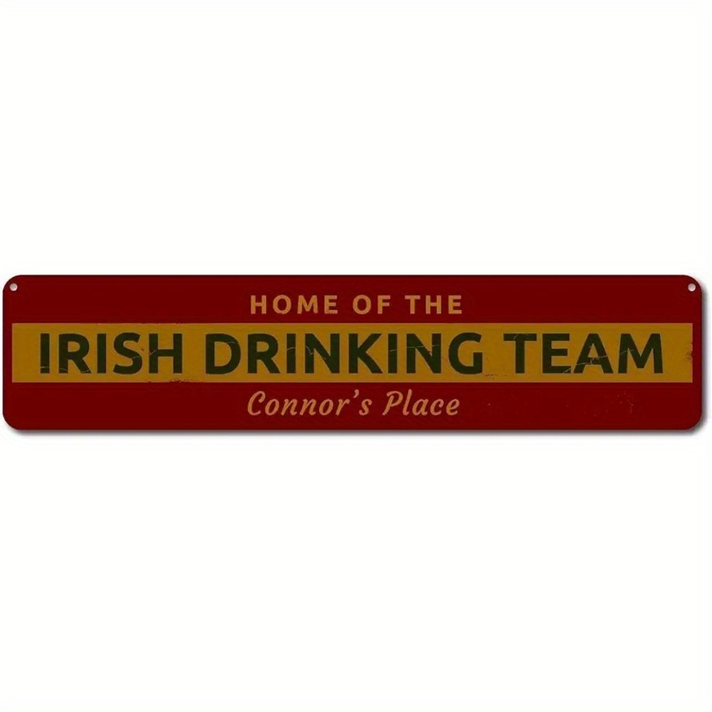 Retro Red And Gold Tone Metal Sign Garage Irish Culture Lovers Wall Plaque Gift