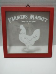 Farmhouse Wall Decor Red Chicken Farmers Market Kitchen Clear Plastic READ