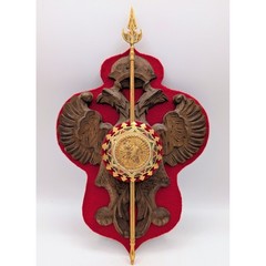 Vintage Carved Wood Eagle Wall Plaque – Spanish Toledo Heraldic Shield