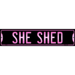 She Shed Novelty 24″x5″ Metal Street Sign Plaque Home Door Garage Wall