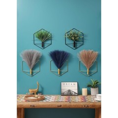 Boho Hexagonal Wall-Mounted Metallic Pampas Display – 3 Pack Honeycomb Wall Art