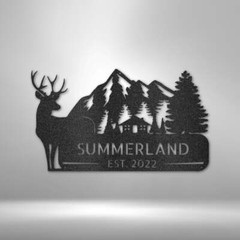 Mountain Living Cabin Personalized Metal Sign – Custom Steel Sign 16GA