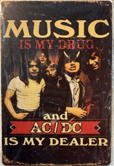 TIN SIGN 8×12 AC/DC Drugs Dealers Heavy Metal Rock Roll Band Devil Horns DD23