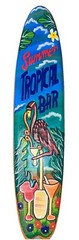 39” FLAMINGO AND DRINKS HAND CARVED TROPICAL SIGN WALL HANGING ART HOME DECOR
