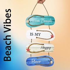 Wooden Flip Flop Beach Decor Sign Nautical Coastal Wood Wall Decor with Rope