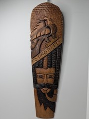 Vintage Folk Art Wood Spirit Carving Rastaman Pipe No Problem Eagle Wall Plaque