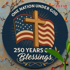 One Nation Under God Metal Sign USA 250 Years Blessings Independence Day Decor