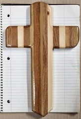 11 in tall, 7 1/4 in. wide Handmade Laminate Cross, Decorative Wall Hanging. 025